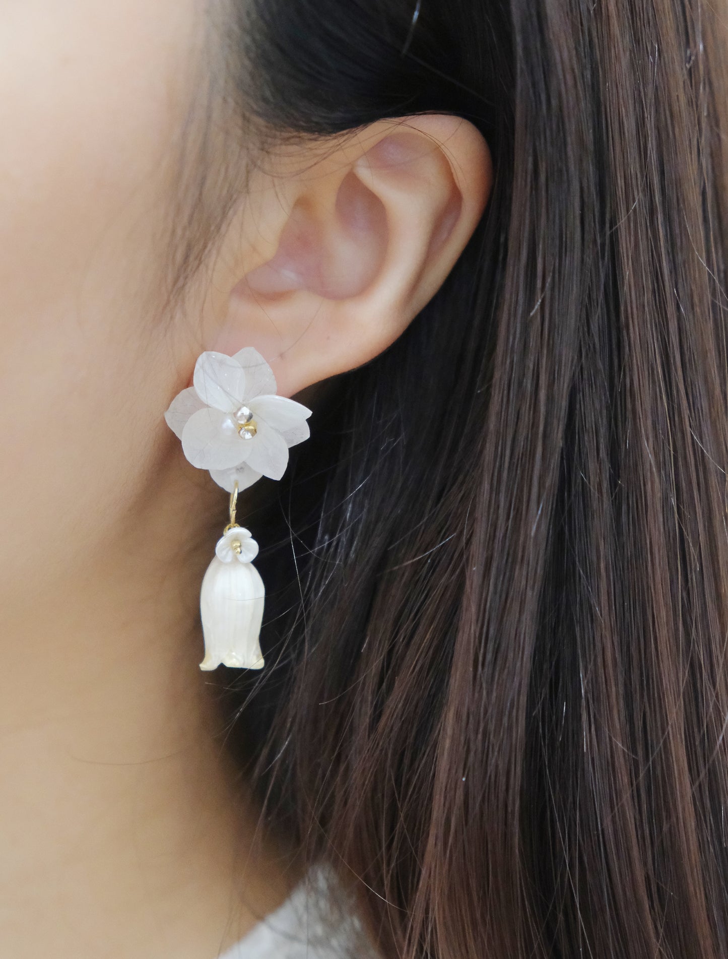 Preserved hydrangea x Campanula Earring