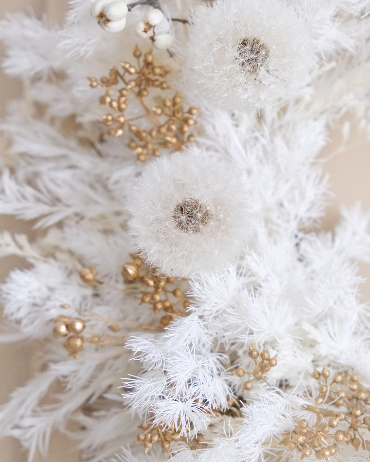 白色聖誕永生花環 - 雪 (M)| White Preserved Christmas Wreath - Snow 40cm(Medium)