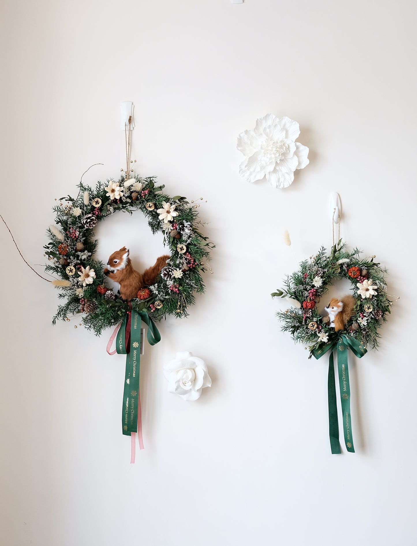 手工製松鼠聖誕永生花環 (S) | Handmade Preserved Flower Christmas Wreath 25cm (Small)