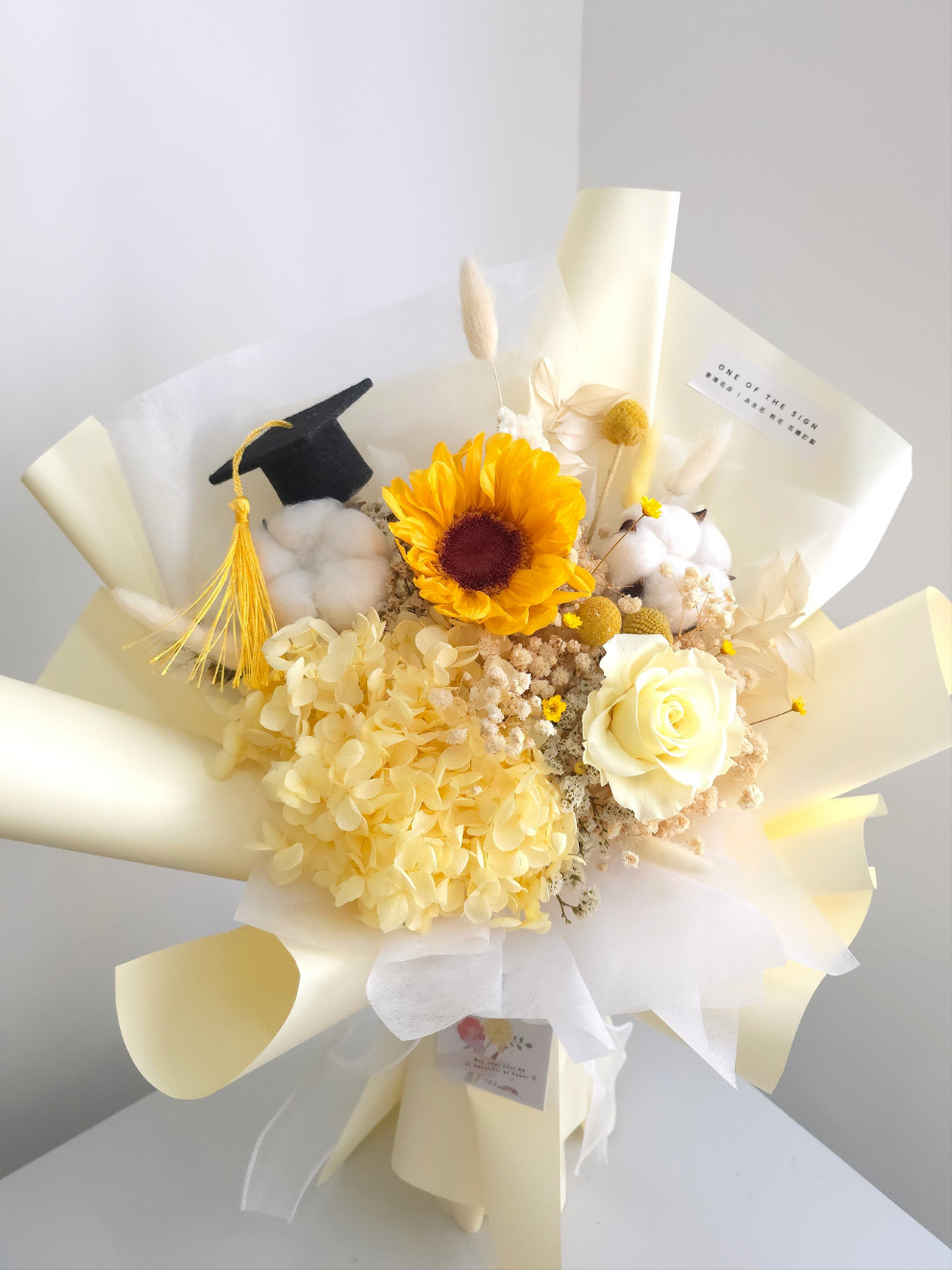 永生繡球花x向日葵x木棉花花束 | Preserved Hydrangeas x Sunflower x Cotton Flower Bouquet