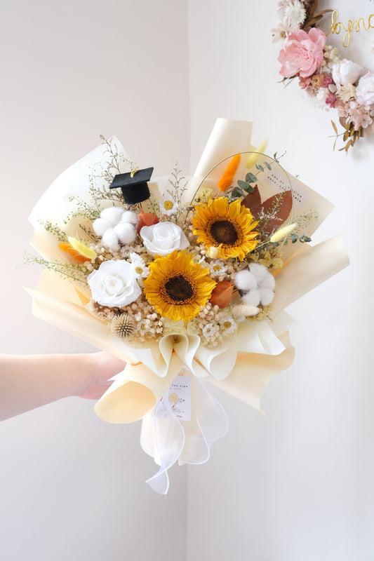 保鮮花向日葵花束 - 黃白色 | Preserved Sunflower Bouquet - Yellow x White