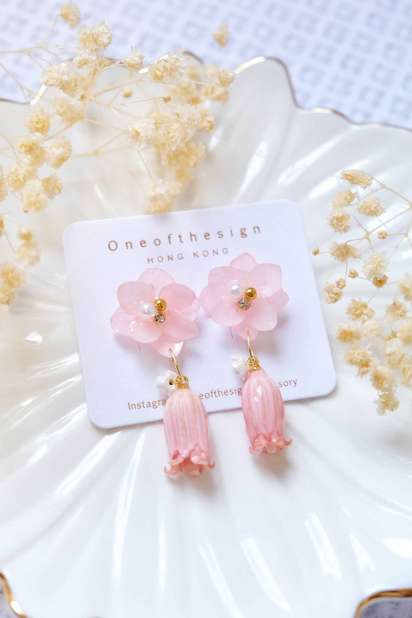 Preserved hydrangea x Campanula Earring