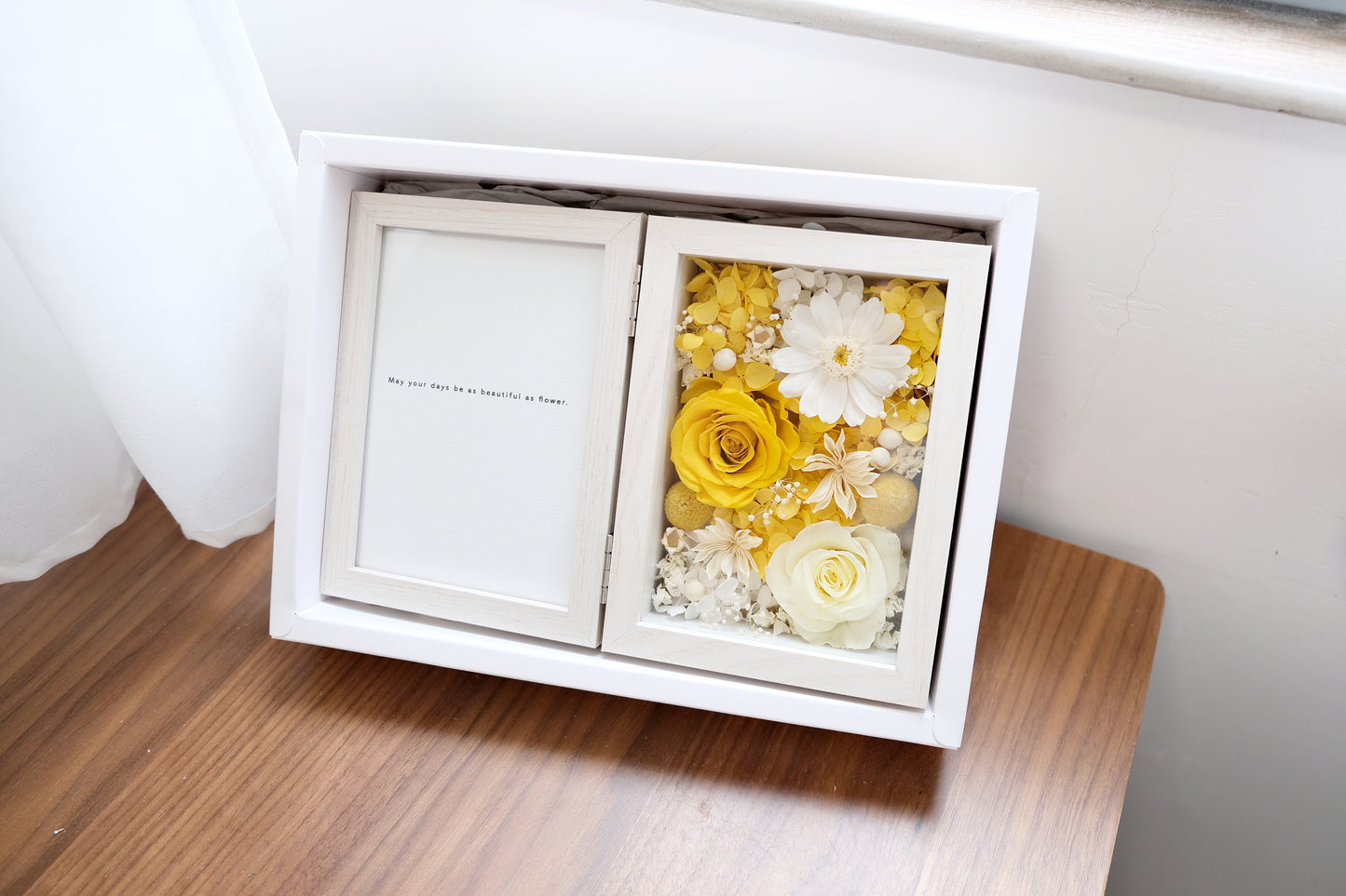 Preserved Flower Photo Frame - Yellow