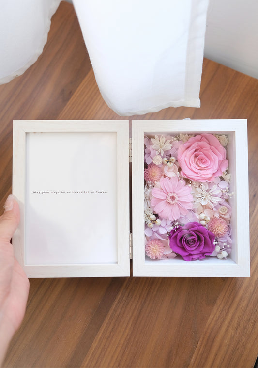 Preserved Flower Photo Frame - Pink Purple