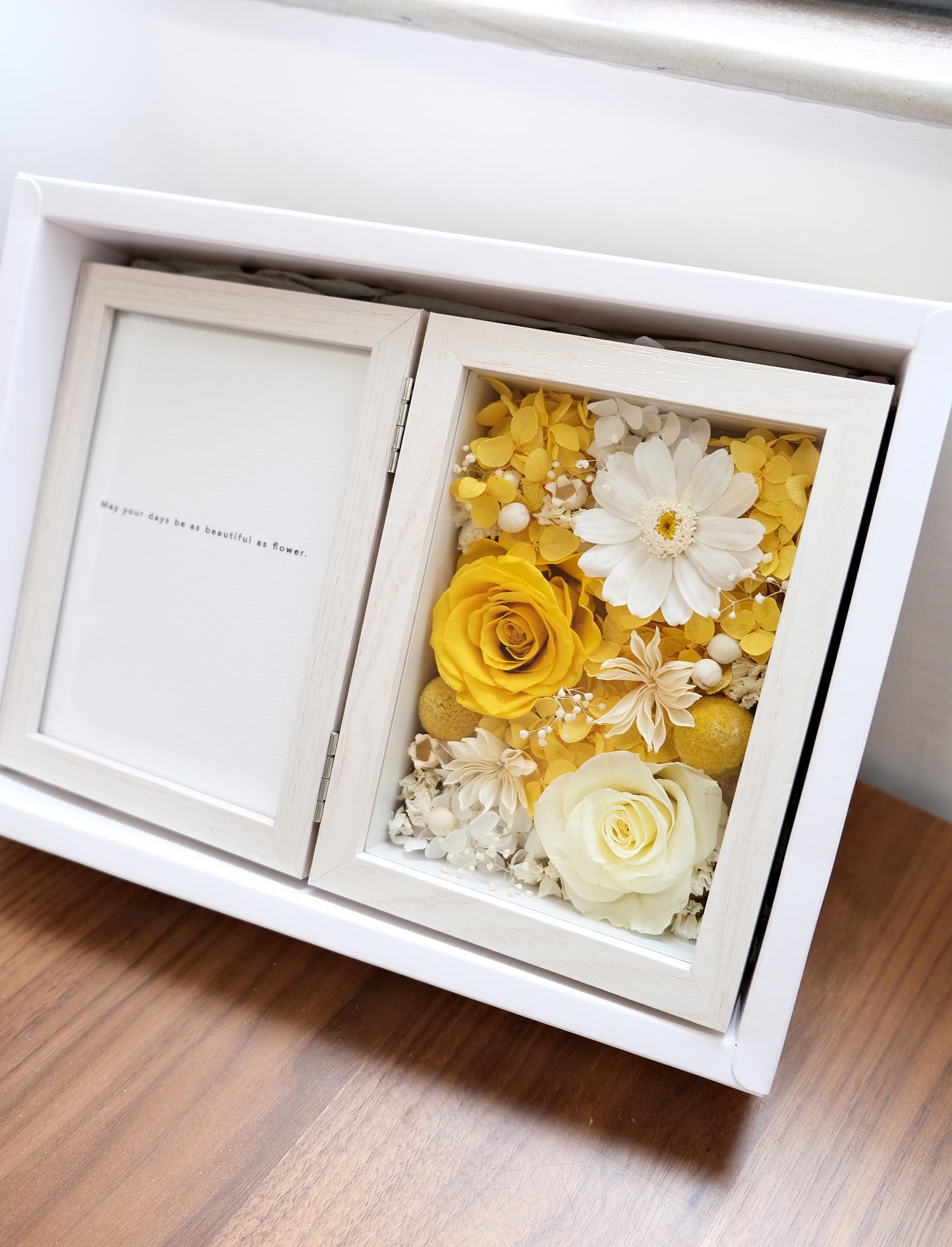 Preserved Flower Photo Frame - Yellow