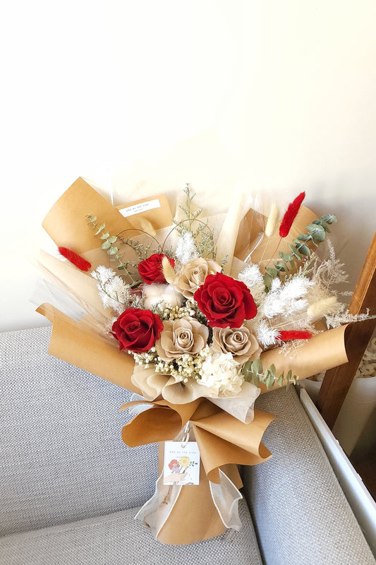 Preserved Rose Bouquet | 永生玫瑰花束 - 卡其x酒紅