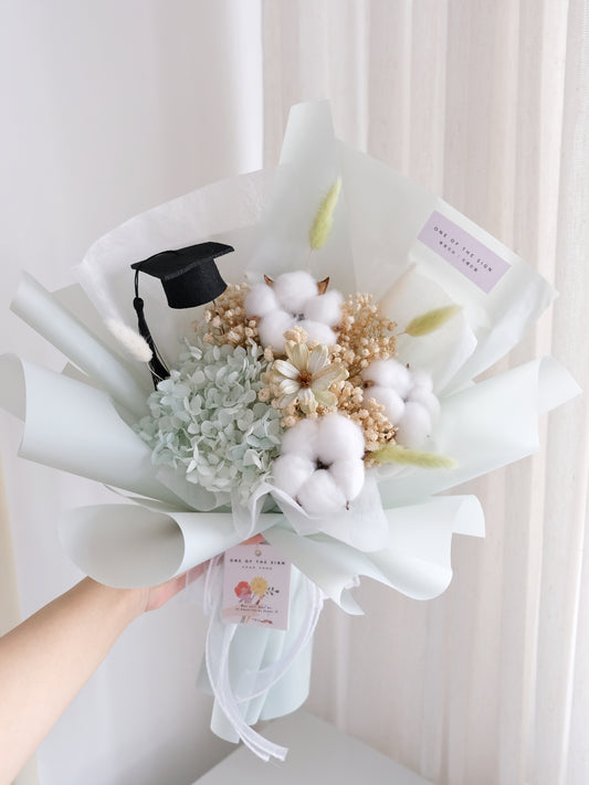 木棉花x永生繡球花束 - 湖水綠 | Cotton Flower x Preserved Hydrangeas Bouquet - Light Green