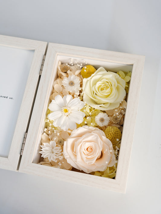 Preserved Flower Photo Frame - Light Yellow and Orange