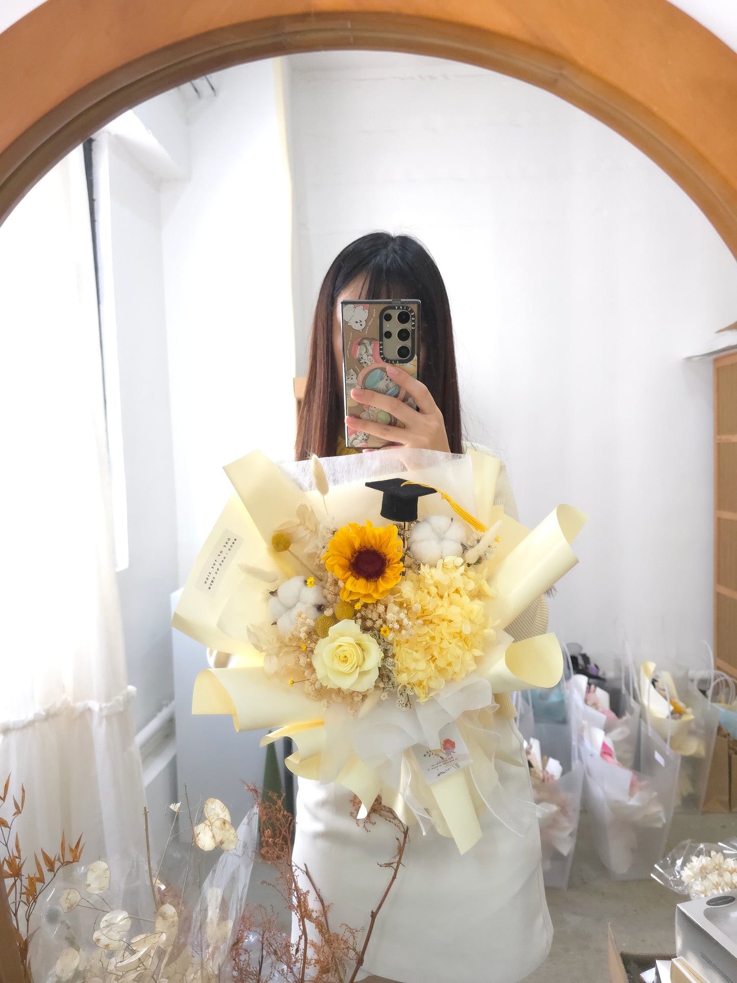 永生繡球花x向日葵x木棉花花束 | Preserved Hydrangeas x Sunflower x Cotton Flower Bouquet